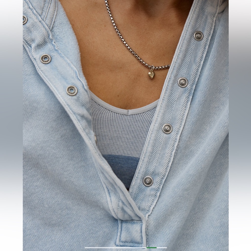 Aerie Oh Snap! Cloud Wash Blue Pullover Sweatshirt Sz XL, NWT - Picture 5 of 6